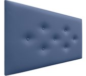 Dhome cabecero de polipiel con 3 hileras intercaladas de botones cabezal tapizado cama lujo (azul, 105cm)