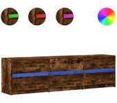 Mueble tv led en madera laminada roble ahumado 180x34x50 cm