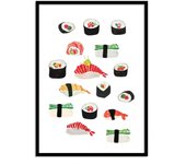 Art-poster - sushi - amaya brydon - con marco negro 30 x 40 cm