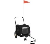 Remolque de bicicleta mascotas hierro tela oxford negro cfw97349
