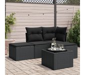 Set de muebles de jardín 5 piezas | conjunto de jardín de ocio | set de comedor de jardín y cojines ratán sintético negro cfw952810