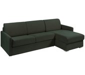 Sofá cama esquinero y reversible de tela color verde pino - cama de 140 cm - colchón de 18 cm - calife