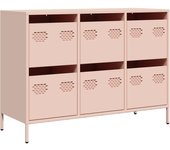 Aparador | aparador de comedor | armario de cocina de acero laminado en frío rosa 101,5x39x73,5 cm cfw29934