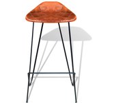 Juego de dos taburetes de bar de diseño con asiento de silla en cuero auténtico marrón 1202050