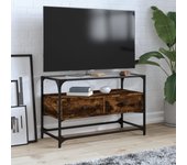 Mueble para tv con tapa de cristal de madera contrachapada de roble ahumado