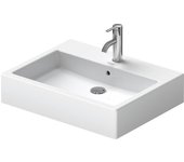 Cuenca superior de duravit vero 60cm, con desbordamiento, con banco para el grifo, 1 agujero para el grifo, 04526000001, color: blanco