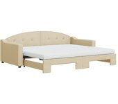 Sofá cama nido con colchón tela crema 90x200 cm