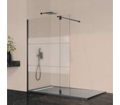 Mampara fija + abatible clear moving negro 88 cm + 35 cm con serigrafiado