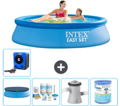 Paquete de piscina - intex - alrededor - 244x244x61 cm + accesorios a404