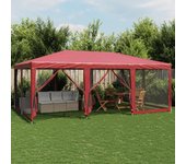Tienda de jardín | carpa para fiestas con 10 paredes de malla hdpe rojo 6x4 m cfw310778