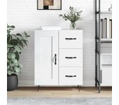 Aparador | aparador de comedor | armario de cocina de madera contrachapada blanco brillante 69,5x34x90 cm cfw87512