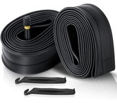 Paquete de 2 cámaras de bicicleta de 16 x 1,75-2,125 con 2 palancas para neumáticos y válvula de 32 mm.