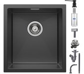 Cecipa max fregadero encastrable de acero inoxidable 40*44*19 cm - 1 fregadero negro + dispensador de jabón de cocina negro