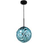 Lámpara colgante de techo de metal y tulipa de cristal color azul. (disponible lámpara de 3 luces) ref. 3332-1a