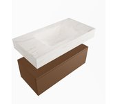 Mondiaz alan-dlux 90cm mueble de baño rust 1 cajón. con lavabo cloud centro sin orificios color ostra