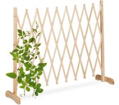 Relaxdays reja trepadoras madera, soporte enredaderas extensible hasta 275 cm, celosía de pie, jardín o huerto, natural