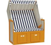 Silla playa strandkorb dosel ratán sintético madera blanco azul