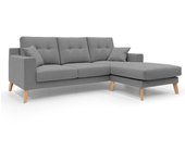 Danish sofá rinconero moderno reversible de tela suave e impermeable 237 cm gris