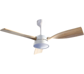 Narvi ventilador de techo blanco, 3 palas color madera haya, motor dc, led 20w, regulable y memoria, mando a distancia. ref.906