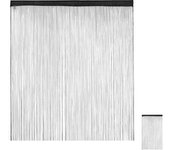 Relaxdays cortina de flecos, acortable, pasaje, para puerta y ventana, 145x245 cm, negro