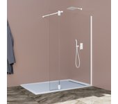 Mampara fija + abatible clear moving blanco 108 cm + 35 cm