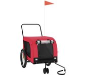 Remolque de bicicleta mascotas hierro tela oxford rojo negro