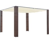 Cenador con techo resina mimbre 300x300x200cm marrón y crema