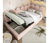 Cama con canapé 90x190 cm con cabecero y respaldo, sofá cama - terciopelo - somier de láminas de metal - rosa (sin colchón)