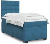 Somier de láminas con colchón terciopelo azul 90x190 cm