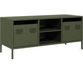 Mueble tv acero laminado en frío verde oliva 101,5x39x43,5 cm