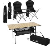 Hauki juego de muebles de camping 3pcs. mesa plegable de camping beige con 2 sillas de camping negro