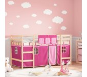 Maison exclusive - cama alta para niños con cortinas madera pino rosa 80x200 cm