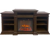 Chimenea eléctrica de suelo biden en madera de nogal l179 x p48 x h80,6