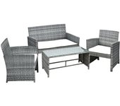 Conjunto de muebles de jardín de ratán outsunny 108,5x61,5x76,5cm gris
