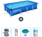 Paquete de piscina - bestway - rectángulo - 400x211x81 cm + accesorios cb53
