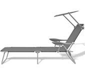 Tumbona de jardín | tumbona de exterior | silla con toldo de acero gris cfw598956
