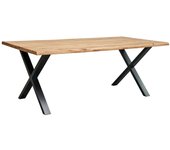 Mesa comedor industrial lincoln con pata metálica y tablero madera de 4 cm en roble selvaje 200 x100 cm