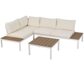 Sofá de jardín dkd home decor gris blanco acero resina (212 x 155 x 79 cm)