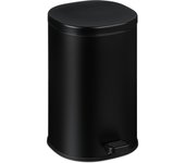 Relaxdays cubo de basura baño 5 litros, papelera con tapa, acabado mate, con pedal, cubo interior extraíble, negro