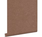 Papel pintado diseño de líneas onduladas en 3d rosa terracota - 50 x 900 cm - estahome