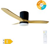 Ventilador con 3 aspas de techo con luz ø106 cm negro/haya motor dc