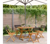 Juego de comedor de jardín 5 piezas de resina trenzada y madera maciza.