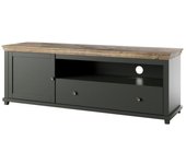 Mueble para tv de 180cm. colección assia. colores verde y roble. 1 puerta y 1 cajón.