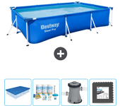 Paquete de piscina - bestway - rectángulo - 300x201x66 cm + accesorios cb3