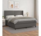 Cama con somier y colchón gris 180x200 cm polipiel