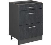 Vicco mueble bajo de cocina r-line, hormigón negro, 60 cm sin encimera