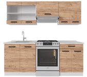 Vicco mueble de cocina r-line, oro potencia roble/blanco, 200 cm sin encimera