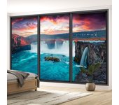 Papel pintado panorámico trampantojo ventanal - cascadas