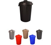 Cubo basura diseño moderno de plástico con tapadera | cubo resistente almacenaje y reciclar | 100 litros (negro)