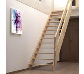 Escalera recta handystairs 'rustic60' - anchura 60cm - altura 280cm - 13 peldaños en madera de pino (30mm)